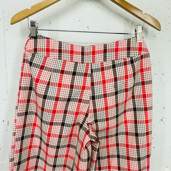 Vintage Handmade Women’s Size 4 / 6 Red White Brown Plaid Wide Leg Pants - Picture 6 of 13